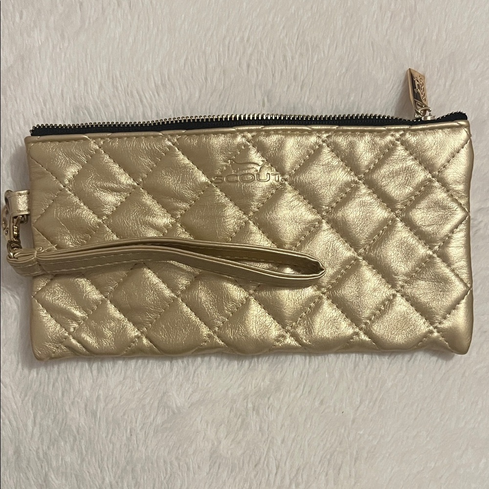 Scout Metallic Gold Quilted Wristlet